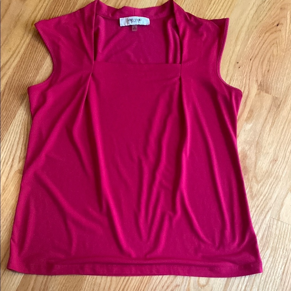 Jones Studio Pink Sleeveless Mandarin Collar Blouse